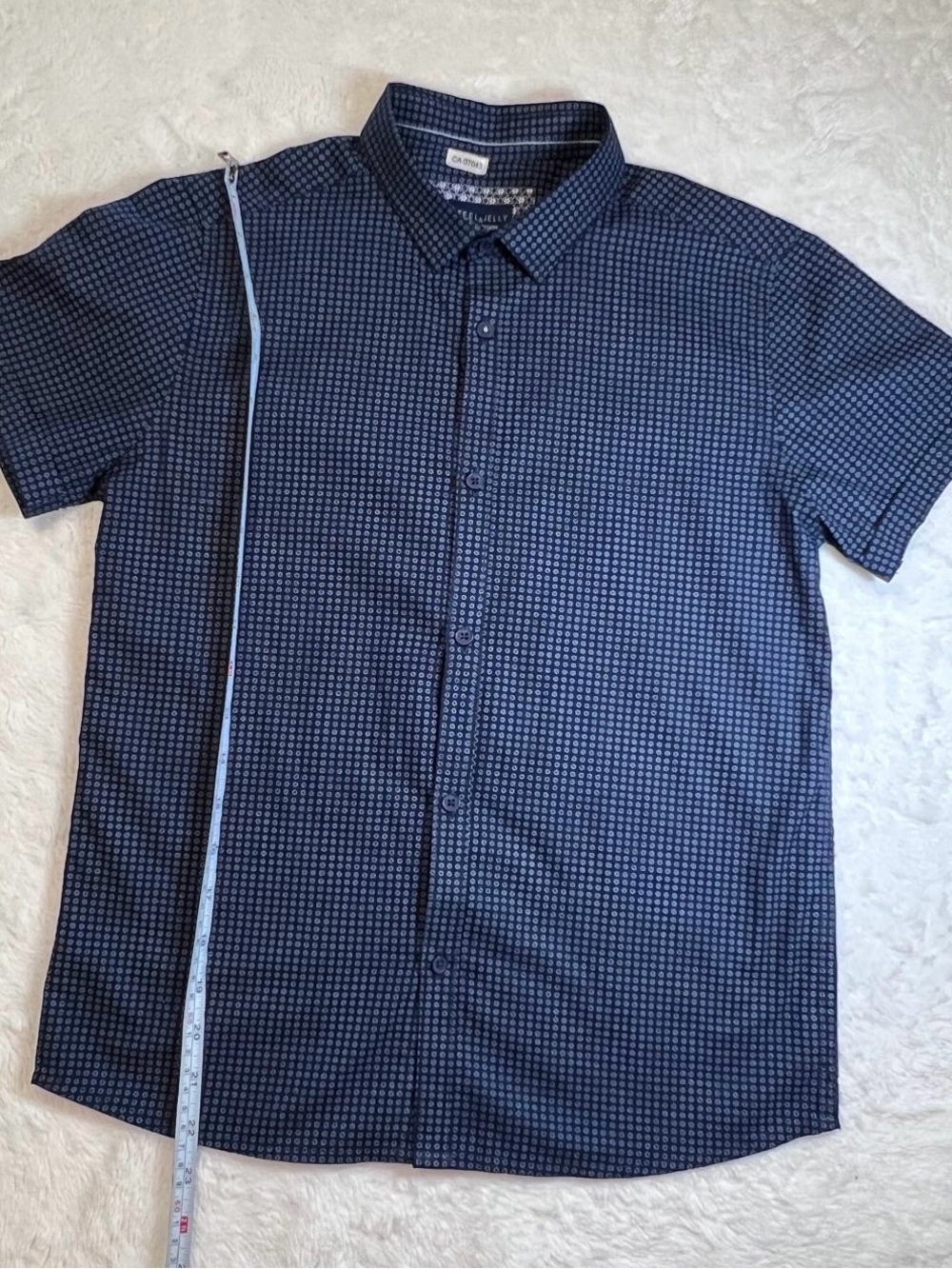 Club Room Navy Patterned Short-Sleeve Button-Down Shirt